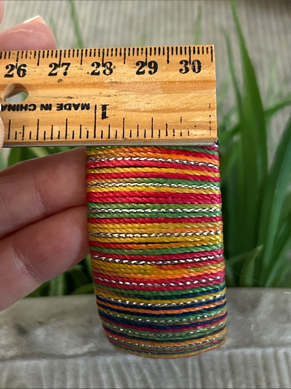Handcrafted Multicolor Thread Wrapped Bangle Bracelet - Picture 4 of 9